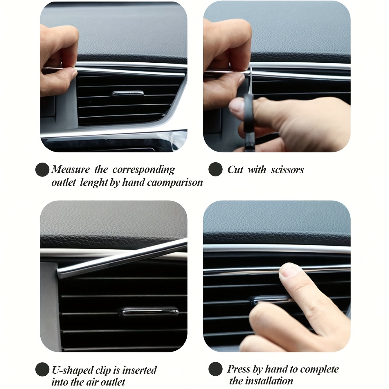 10pcs Car Air Outlet Decorative Strip U-shaped Car Interior Styling