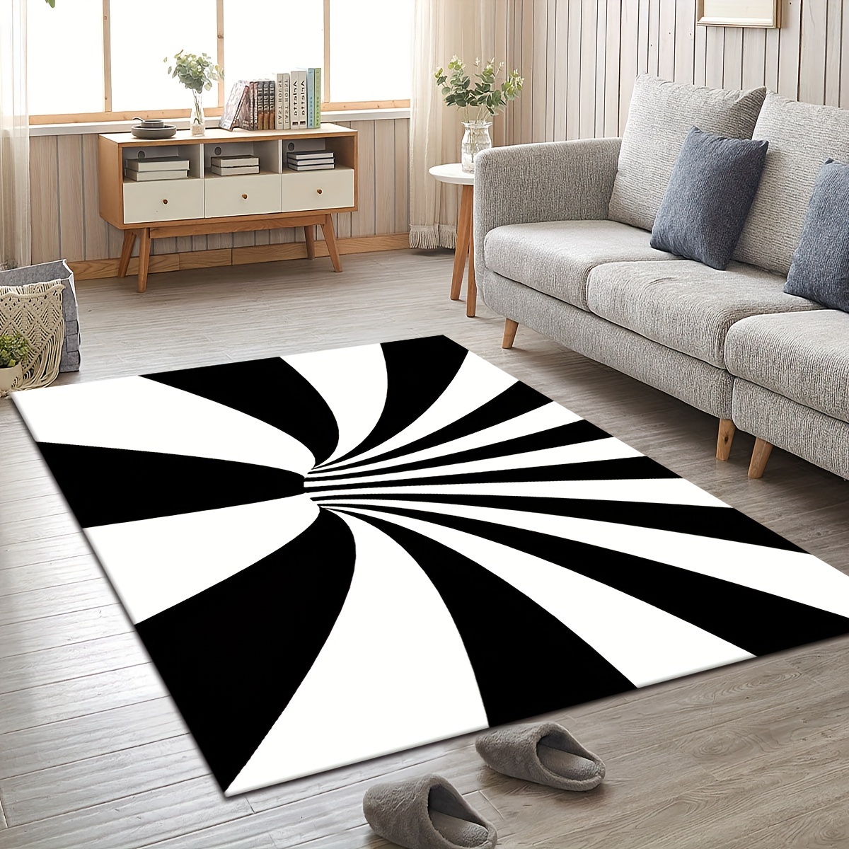 Illusion Art Design Area Rug Creative Striped Throw Carpet - Temu