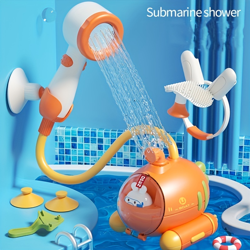 8 juguetes de baño para bebés para niños pequeños, juguete de agua con  rociador de pato, chorros de baño, barco, red de pesca, bañera de ducha