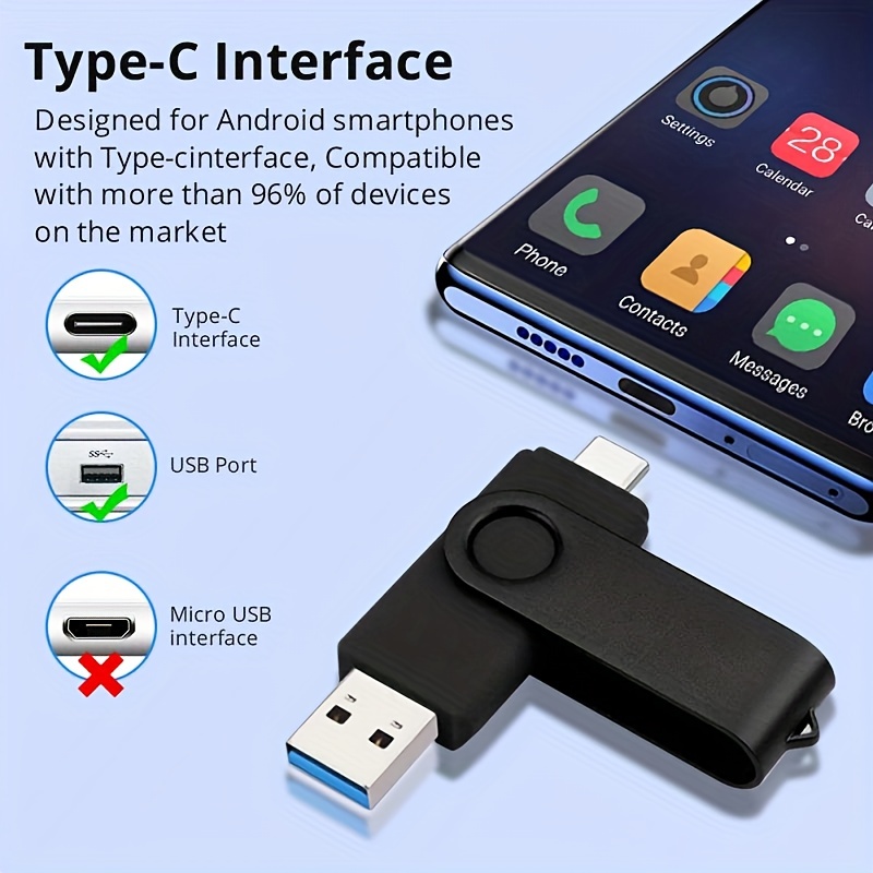 Clé USB 128 GO 2 en 1 Micro Usb Drive Pour Android Smartphones