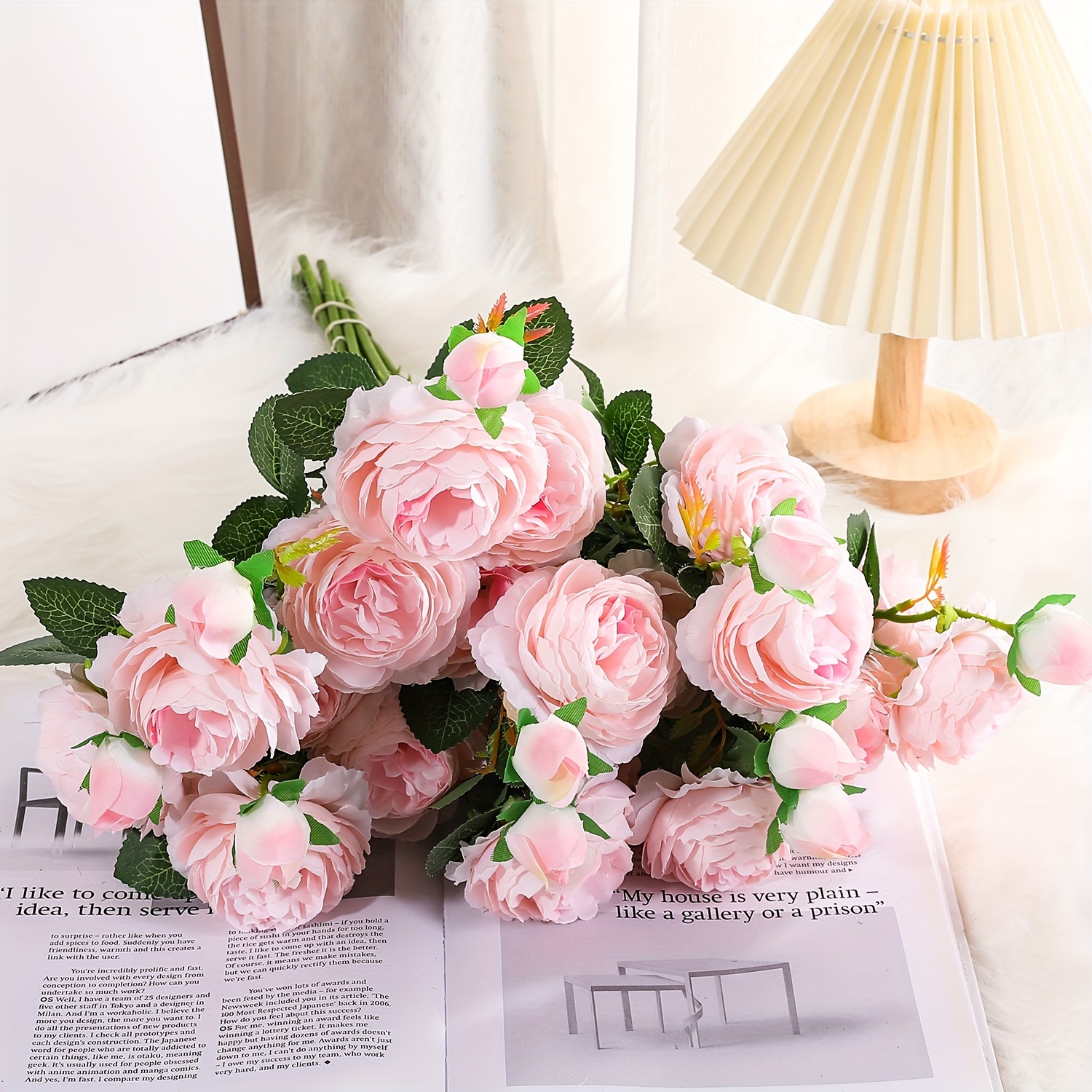 Rose Artificial Flowers Fake Flowers Bouquet With Stems For - Temu