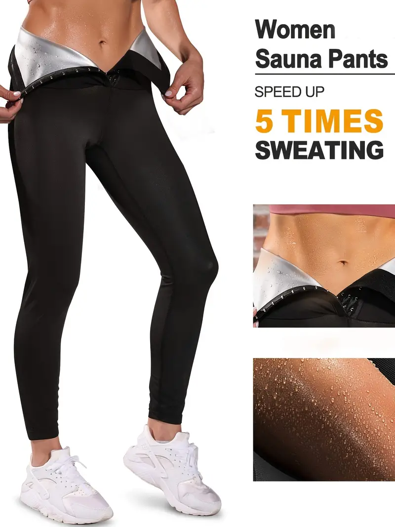 Sauna Sweat Pants For Women High Waist Compression Slimming Leggings  Workout Hot Thermo Capris With Pocket