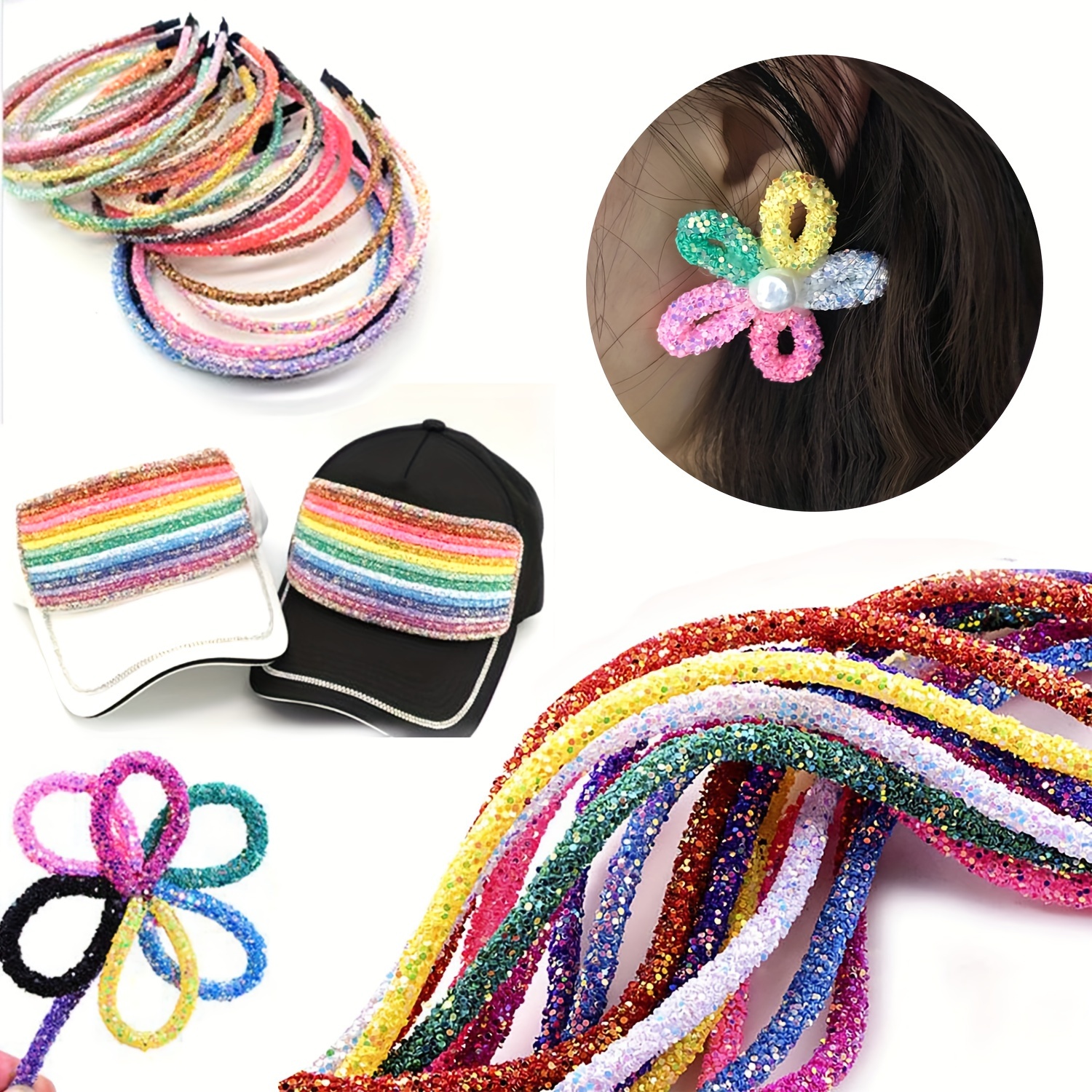 1.1 Yard Sequins Rope Resin Rhinestone Tube Cord Trims Pvc - Temu