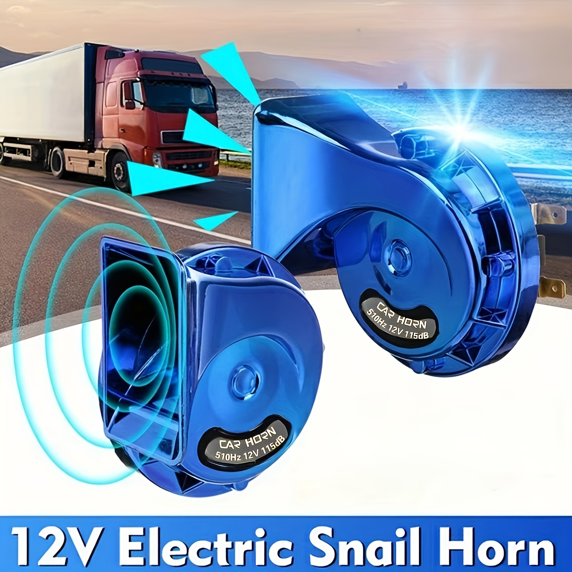 1 Paar 12V 115 DB Universal Car Snail Hupe Laute Elektrische Lufthupe Blau