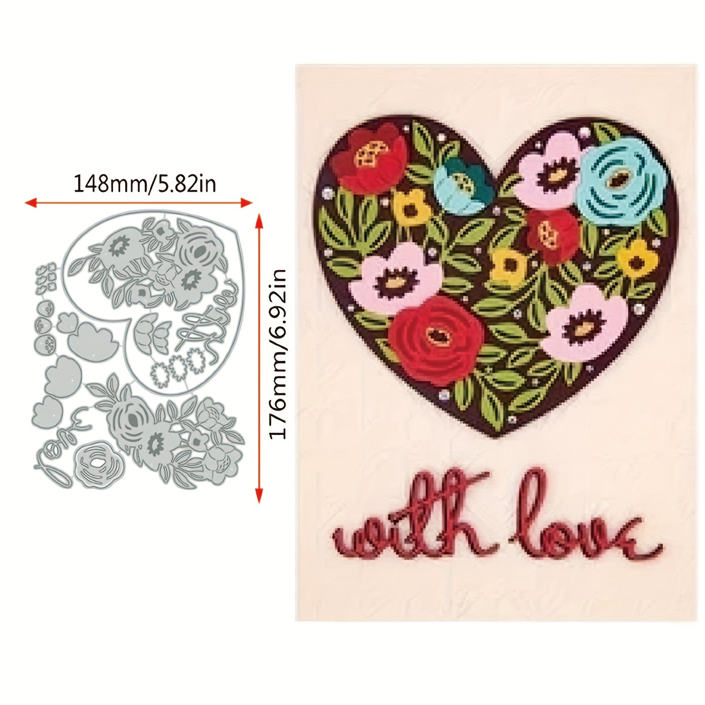 Love Heart Flower Frame Cutting Dies Metal Die Cuts For Diy - Temu