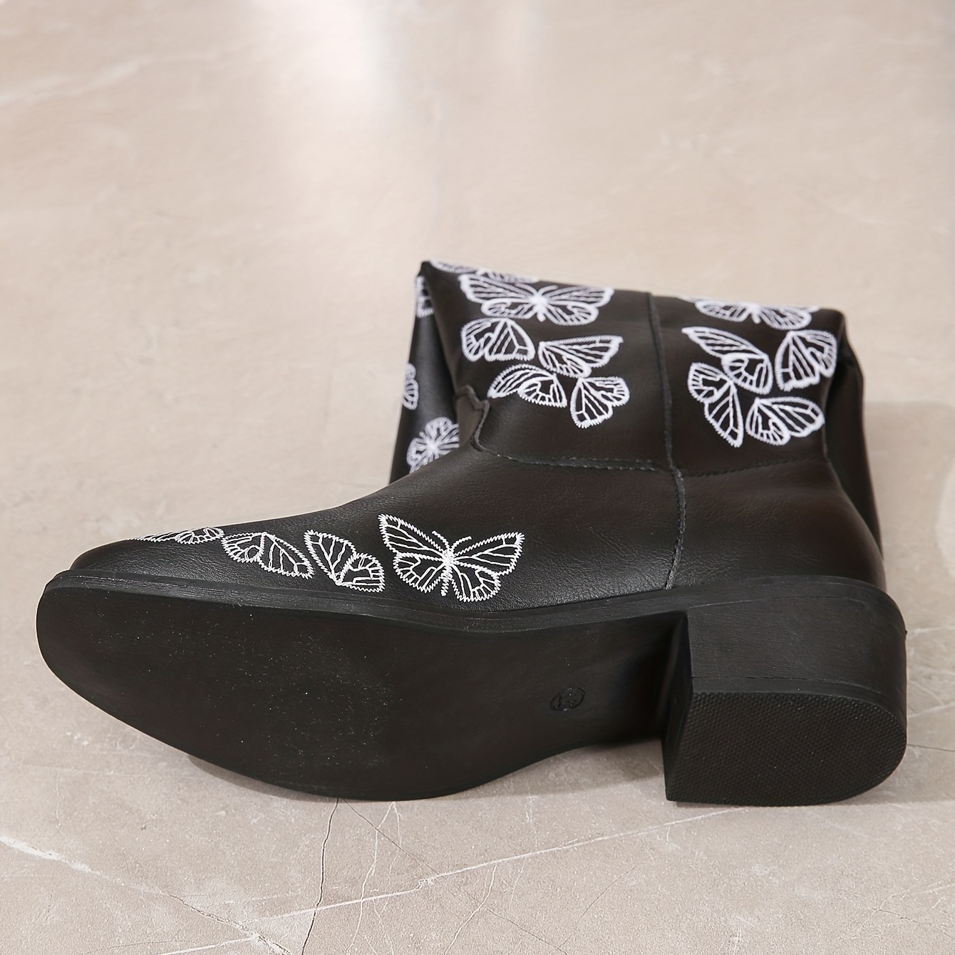 Women's Luminous Butterfly Cowboy Boots Square Toe V cut - Temu