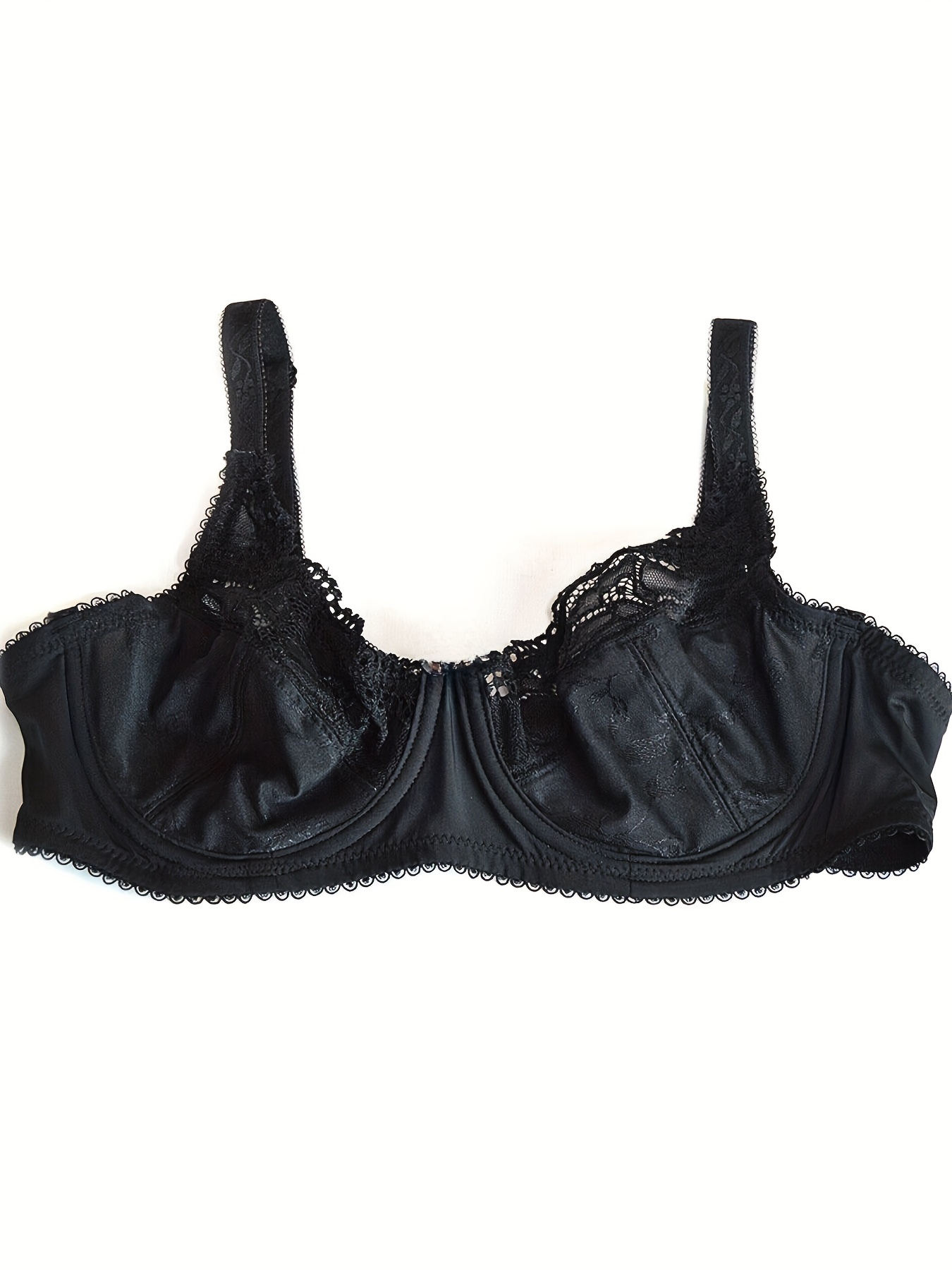 Contrast Lace Push Bra Comfy Breathable Full Coverage - Temu