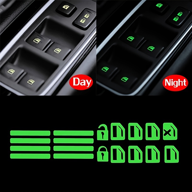 Autocollant Fluorescent pour bouton de fenêtre de voiture, autocollant  lumineux pour interrupteur de nuit, autocollants d'intérieur de voiture,  accessoires automobiles - AliExpress