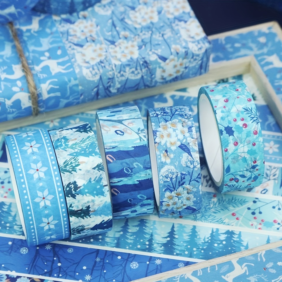 Winter Washi Tape Blue White Holiday Washi Masking Tape - Temu