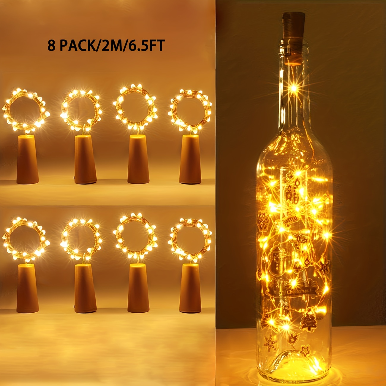 Lampe Bouchon De Bouteille De Vin LED Flamme Multicolore Guirlande  Lumineuse Fée