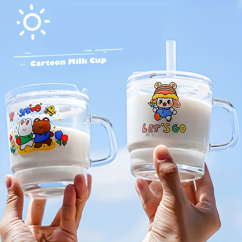 Cute Cartoon Glass Large Capacity Children's Milk Cup - Temu