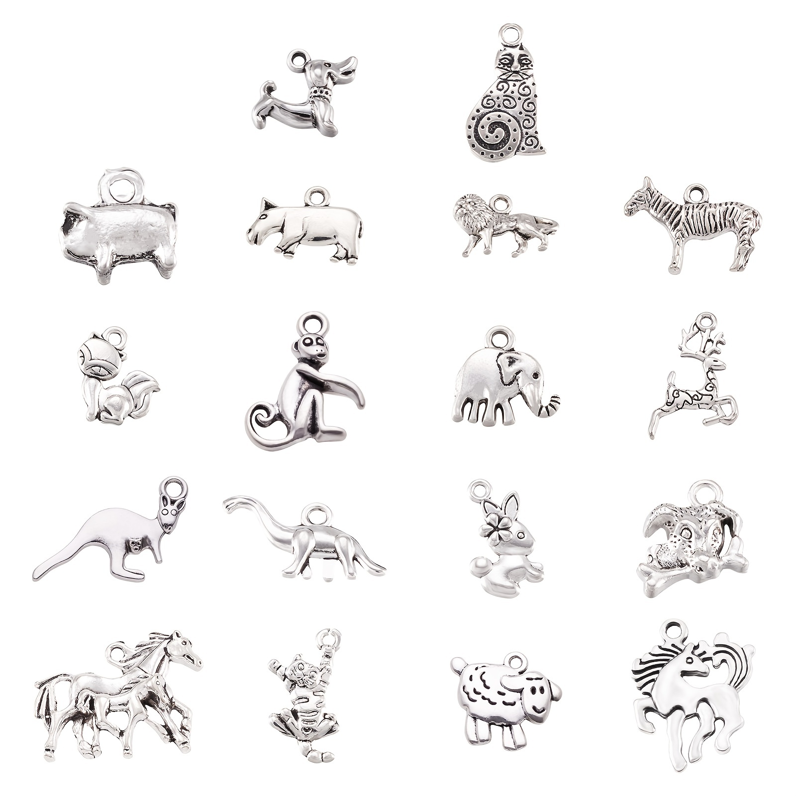 Mixed Animal Series Alloy Pendants Vintage Silvery Animal - Temu