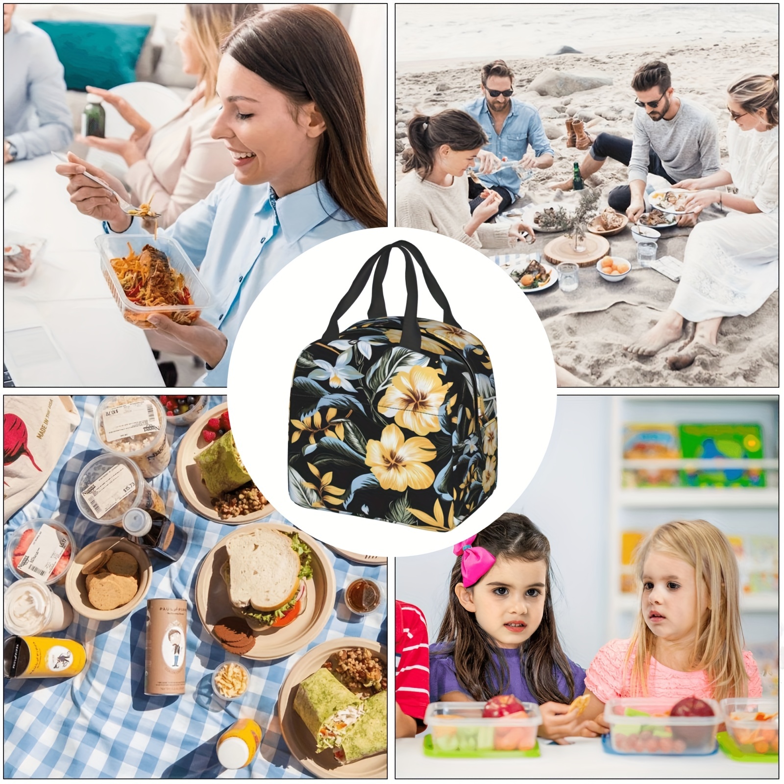 Insulated Lunch Bag Leakproof Lunch Tote for Camping Picnic Beach