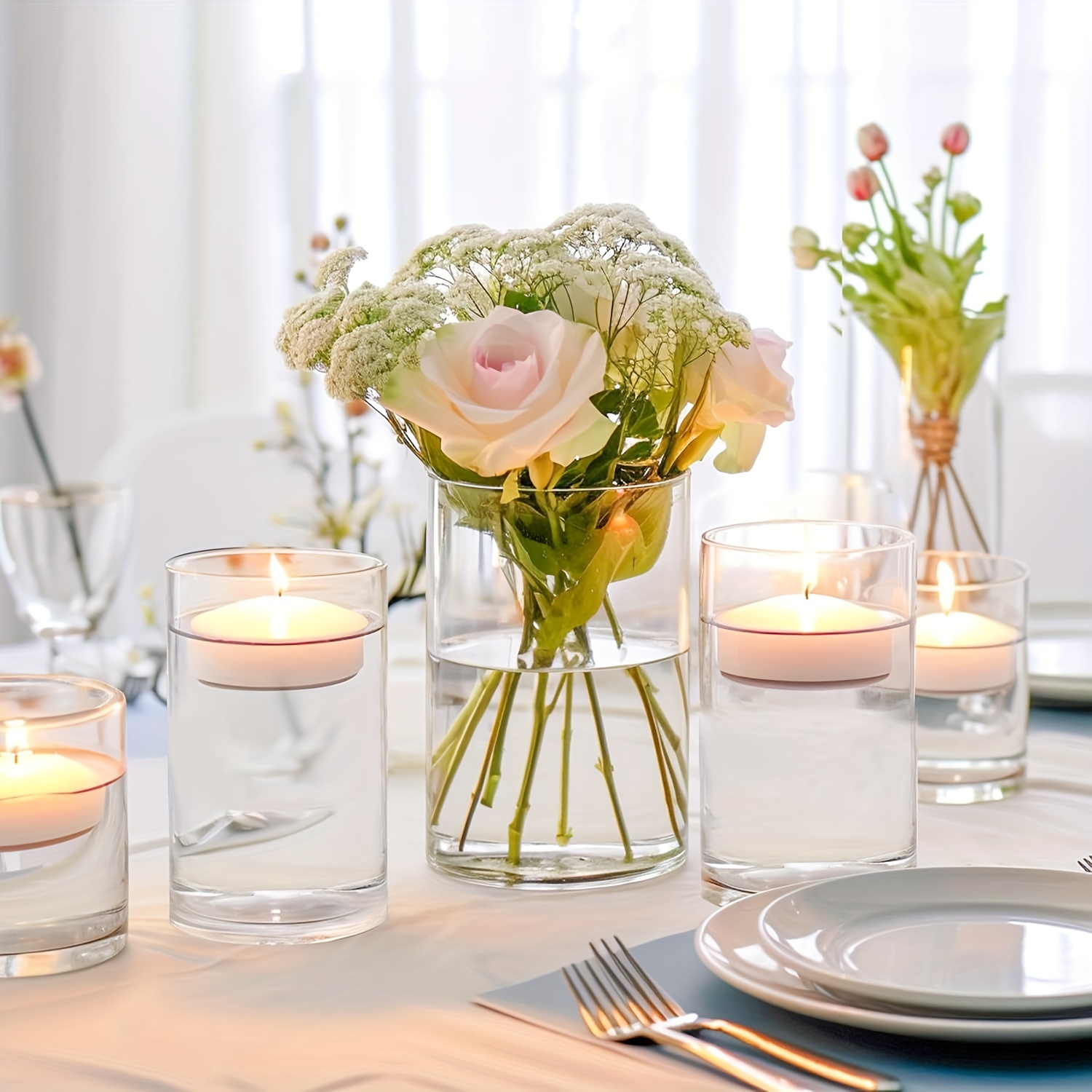 Handgeblasene Glasvase Klar – Schlank, 20 Cm Hoch, Für Einzelne Blumen, Home- Und Büro-Deko