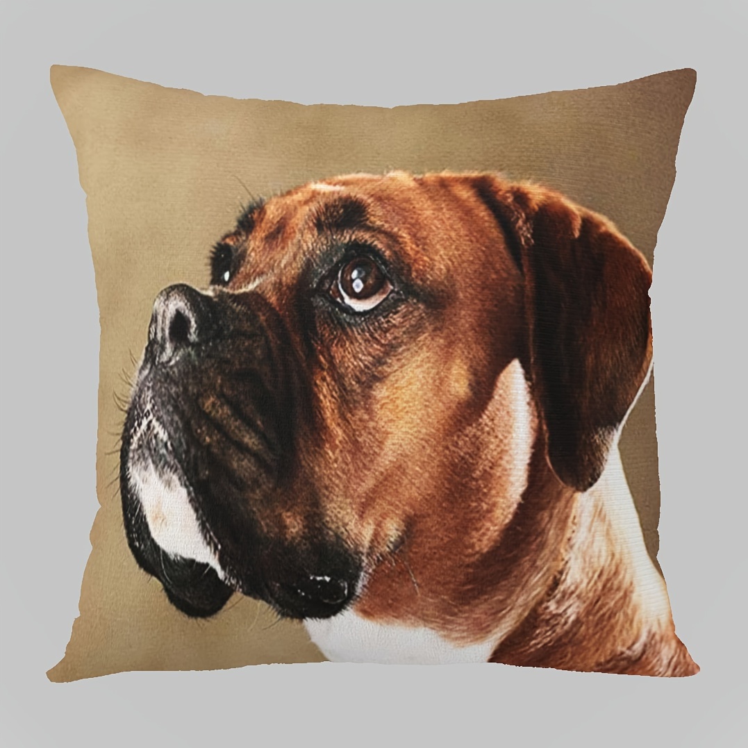 

1pc Boxer Dog Throw Pillow Covers Farmhouse Home Room Decor For Bedroom Living Room Sofa Car Cushion Pillow Case Short Plush Decor (no Pillow Core)