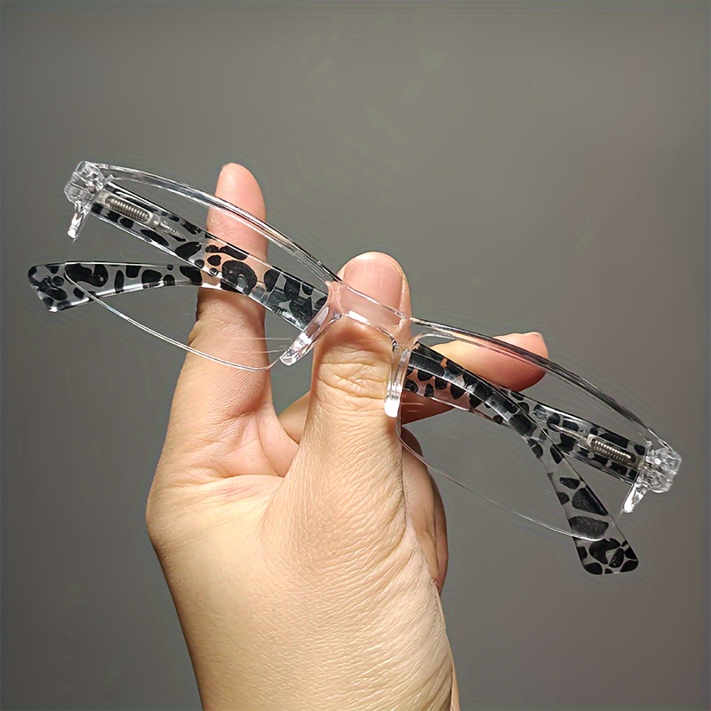 Transparent Ultra-Light Small Square Spring-Leg Reading Glasses