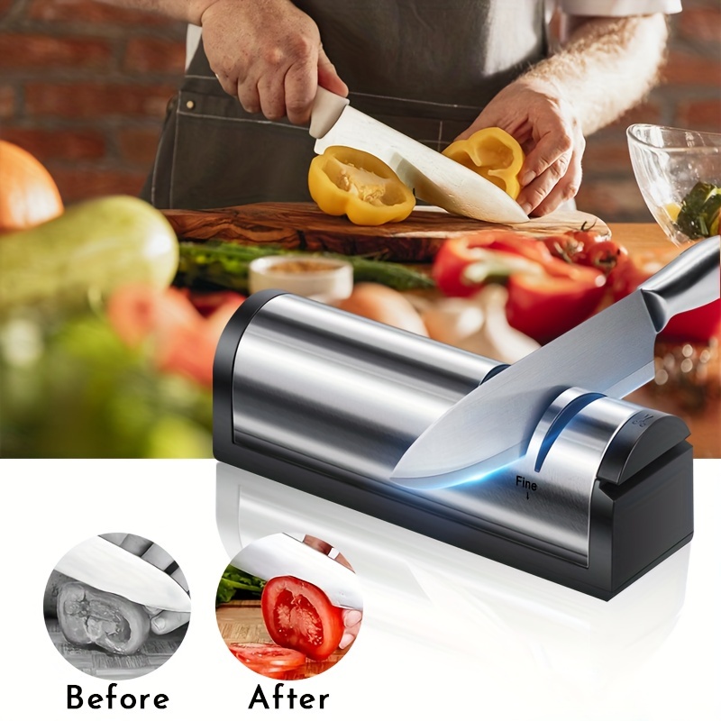 1pc, 3 In 1 USB Electric Knife Sharpener, Powerful Multifunctional, Fast,  And Fully Automatic, Kitchen Knives Sharpening, Electric Knife Sharpener, Ki