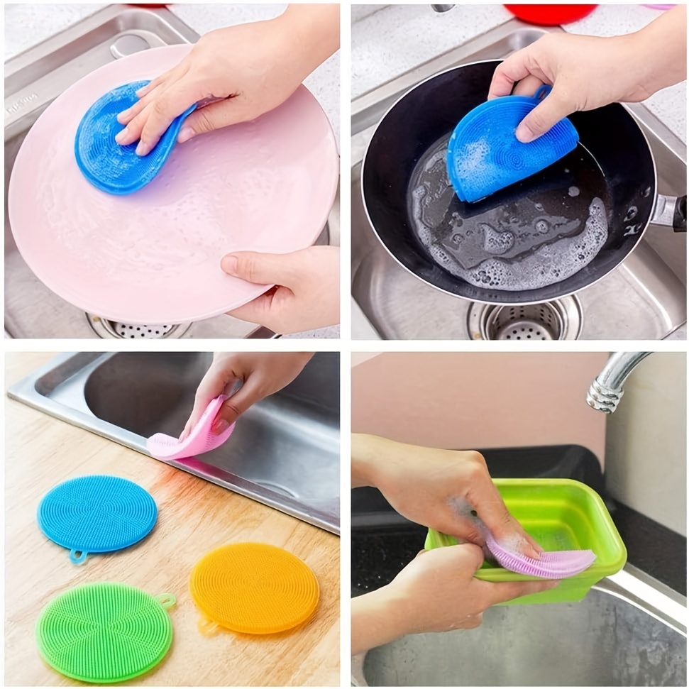 3pcs Silicone Sponge Dish Washing Kitchen Scrubber - Magic Food