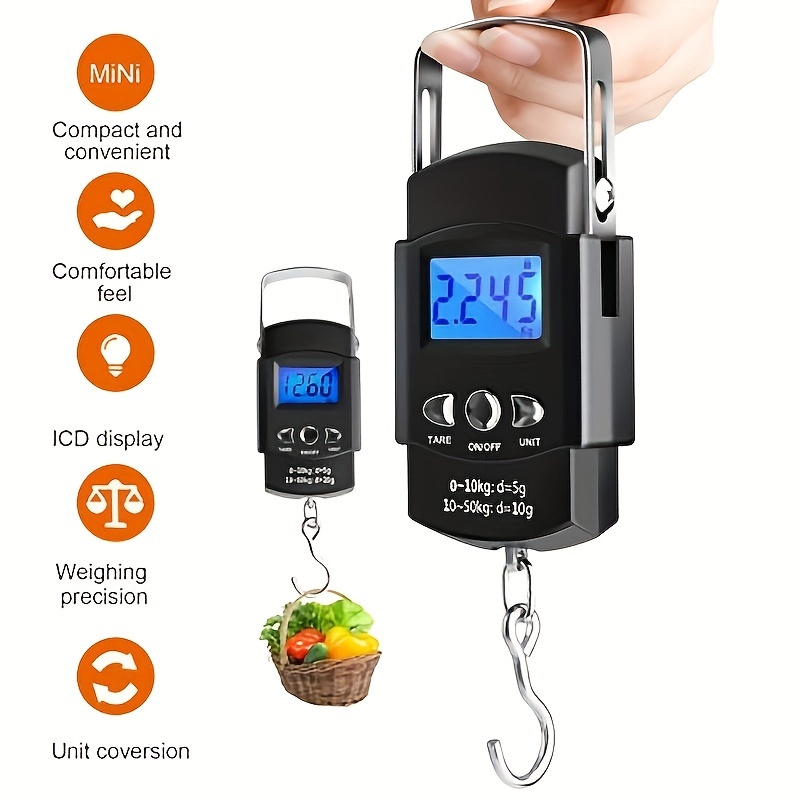 50kg 10g 5g LCD Digital Luggage Scale Traval Luggage Suitcase Bag Weight  Electronic Scale with Hook Bulit-in 1M Measure Tape