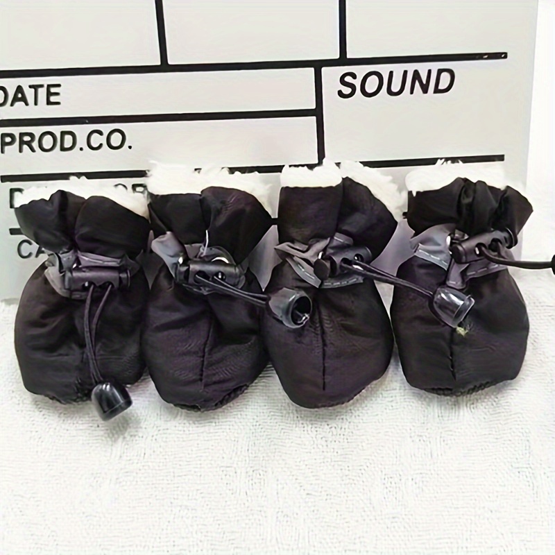 Image of Pet Autumn Winter Fleece Warm Outdoor Dog Shoes Suitable For Teacup Dogs Buying 1 Size Larger