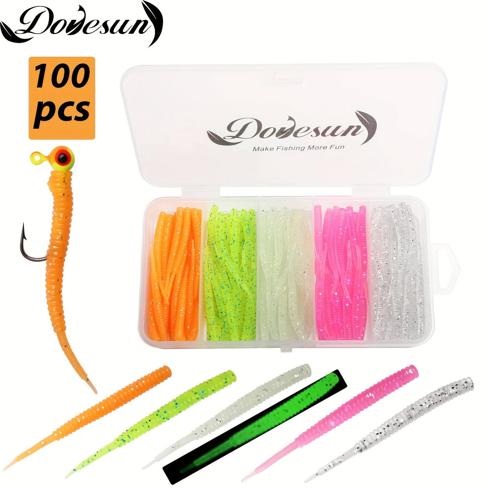 100pcs Soft Fishing Lures Kit, Soft Plastic Curly-Tail Swim-Bait Bass  Fishing Lure, Fishing Baits With Trackle Box
