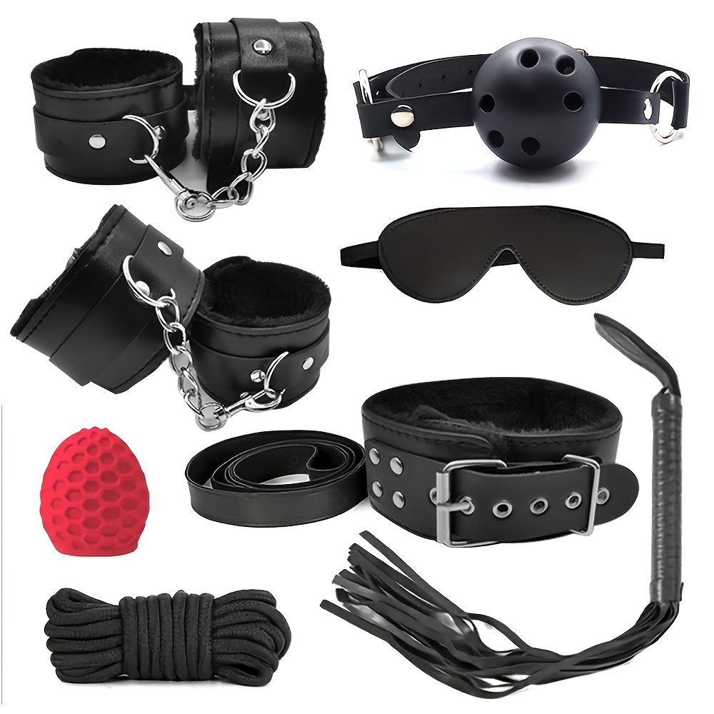 Bdsm Bondage Restraints Kit Adjustable Fuzzy Handcuffs Etc - Temu
