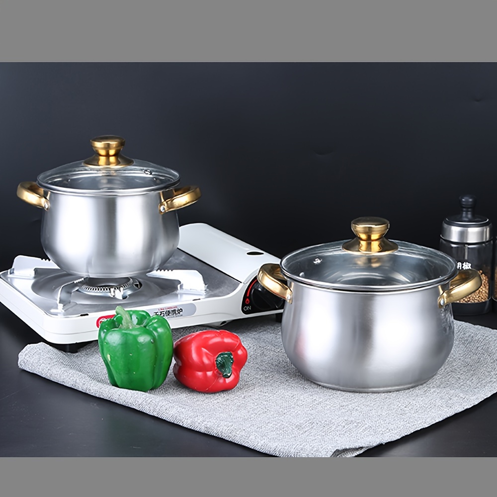 410 Thickened Stainless Steel Pot Set 4 Pots 4 Pot Lids Pot - Temu