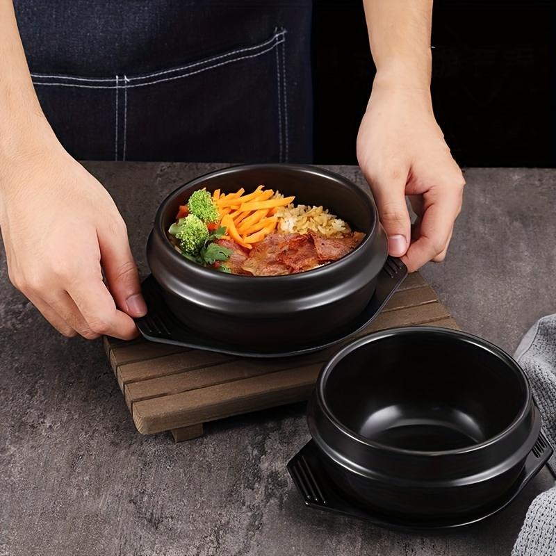 2pcs/set, Ceramic Casserole Pot, Korean Heat-Resistant Sauce Pot, Korean  Cooking Stone Bowl, Sizzling Hot Pot For Bibimbap, No Lid Soup Bowl, Perfect
