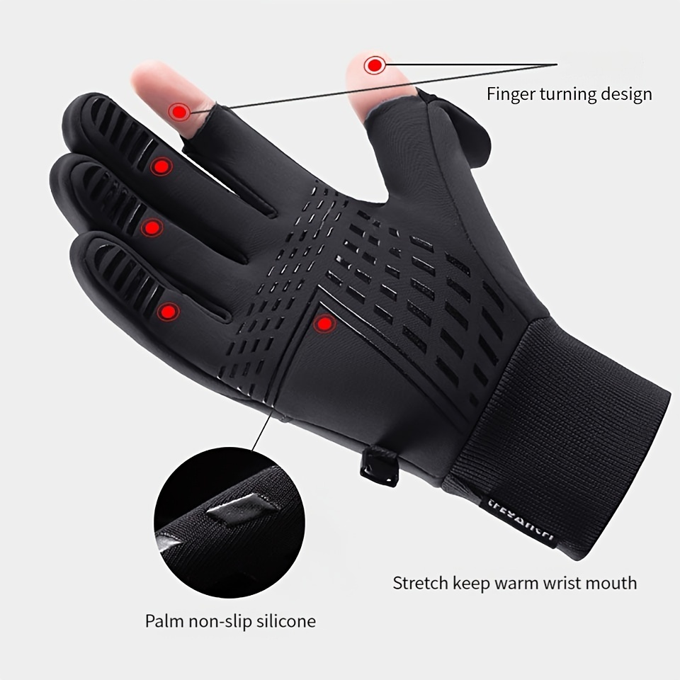 Anti slip Fishing Gloves Thickened Warm Gloves Winter Half - Temu