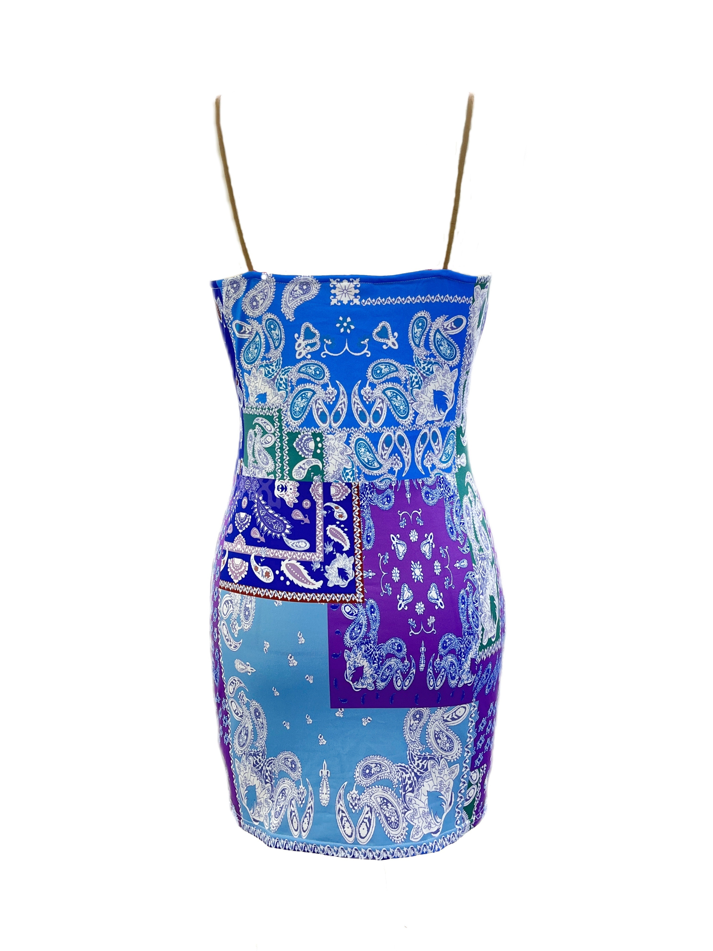 Spaghetti Strap Dress - Blue Paisley