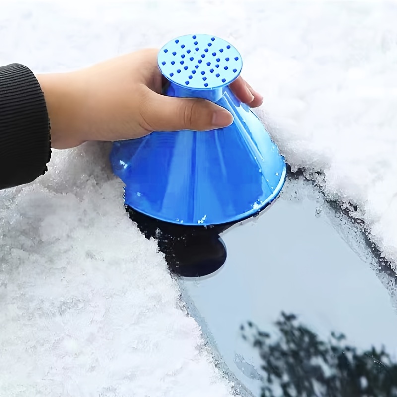  Grattoir à glace magique pour voiture avec entonnoir, lot de 2  cônes pour pare-brise, grattoir à neige rond pour voiture (Rouge)