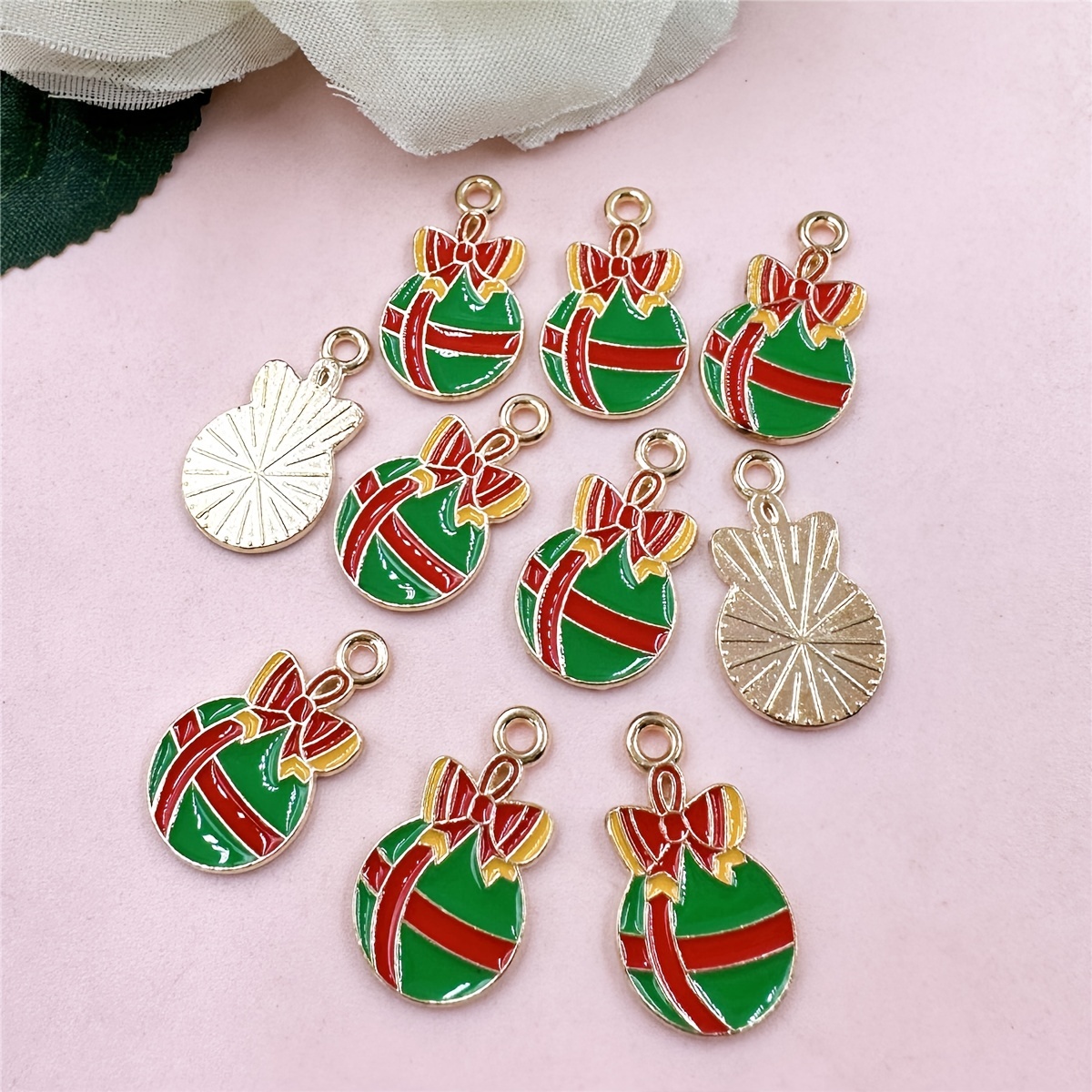 Christmas Enamel Charms Diy Earring Making Kit Jingle Bell - Temu