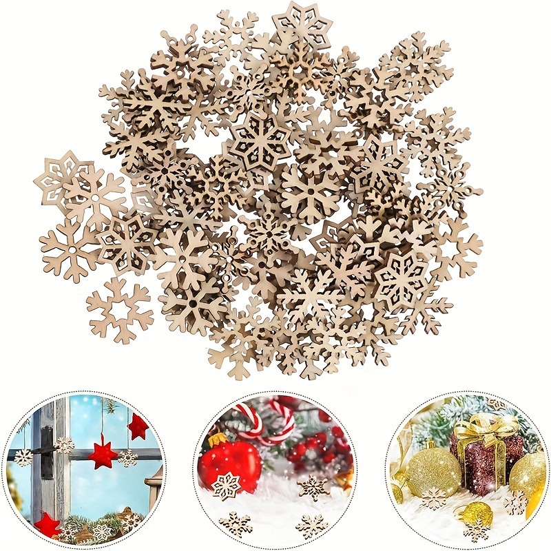 Assorted Pattern Wooden Pieces Christmas Snowflake Cutouts - Temu