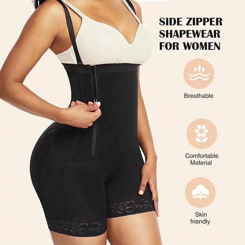 Side Zipper Bodysuit Shapewear Tummy Control Waist Trimmers - Temu