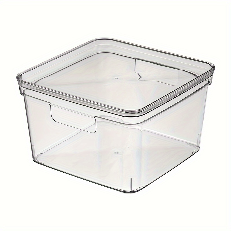 1pc Plastic Storage Bin Tote Organizing Container With Lid Fridge Storage  Bin Stackable Storage Bins, Aesthetic Room Decor, Home Decor, Kitchen Access