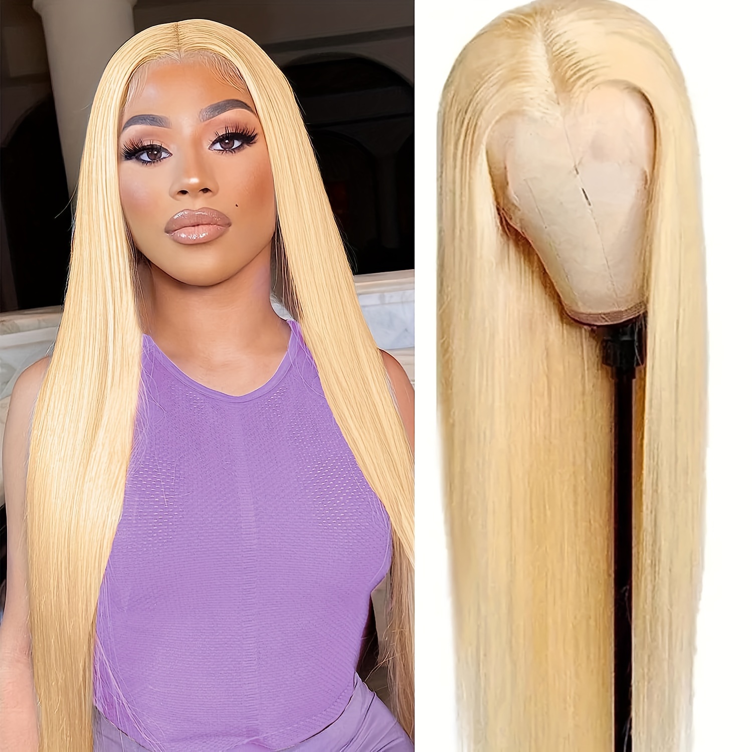 150 13x4 Human Hair Wig 613 Straight Blonde 13x4 Lace Front Hair Wigs Transparent Lace Frontal Human Wig Female