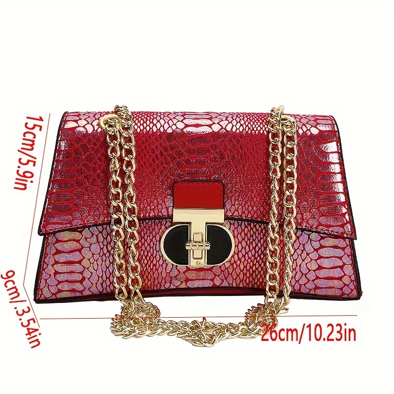 Trunk Chain Wallet - Luxury Shiny Crocodile Red