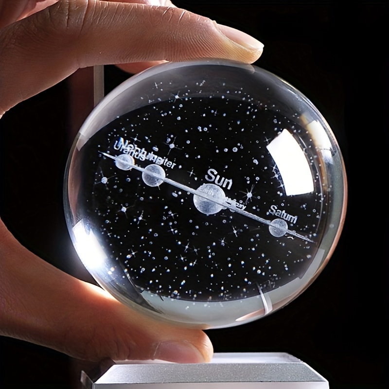 1pc small   system crystal ball with touch led base planets   night light for home decoration gift for astronomy lovers educational space   15in Product details 3