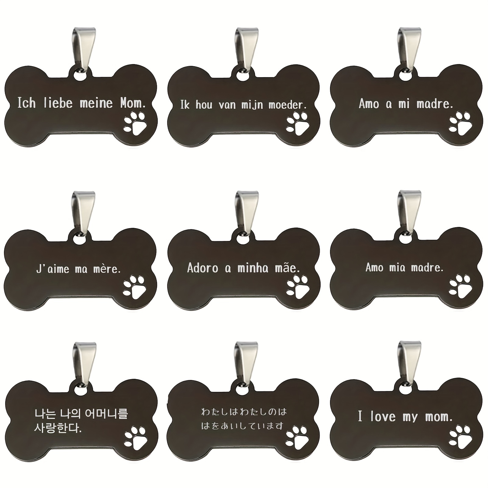 

Customized Black Stainless Steel Dog Bone Pet Dog Tag, Engraved Anti-lost Dog Tag Cute Tag Engraved With Pet Name And Phone Number