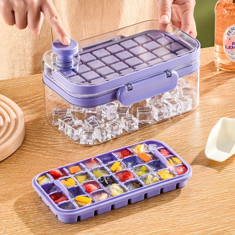 Portable Easy-Release Ice Cube Mold Moulds Trays Box Silicone