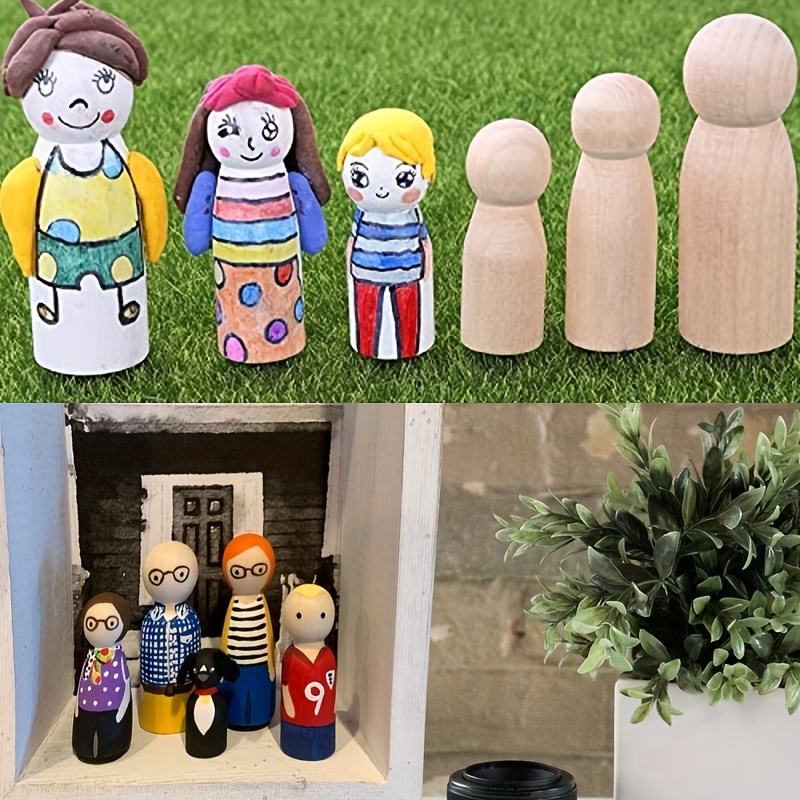 20pcs Wood Peg Doll Little People Baby Kids Wooden Dolls DIY Male