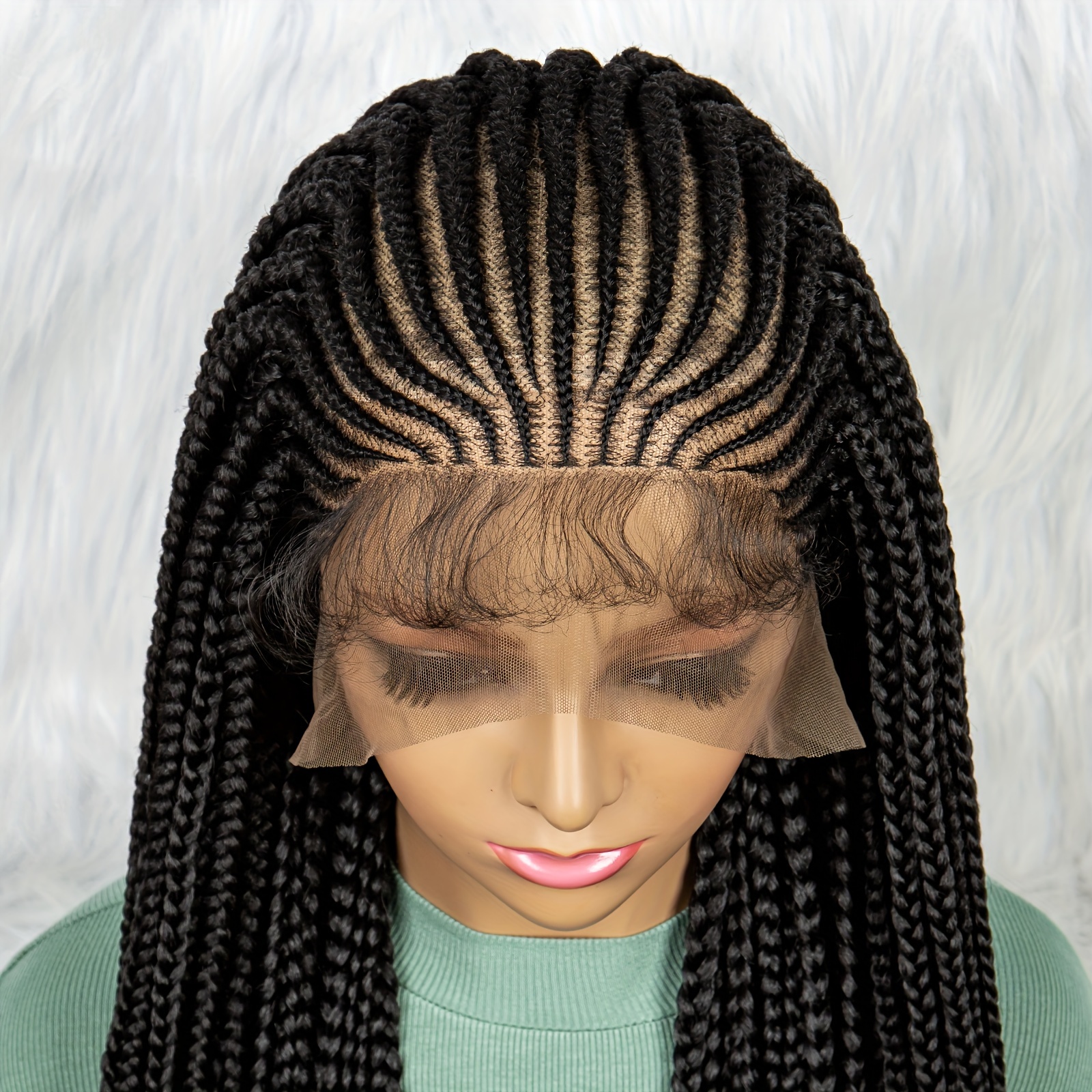 Twists Lace Braided Wigs For Black Women Black Color Braids Wig With Baby  Hair Heat Resistant Fiber Wig For Drag Queen (32 Inch, Real Braided Wigs