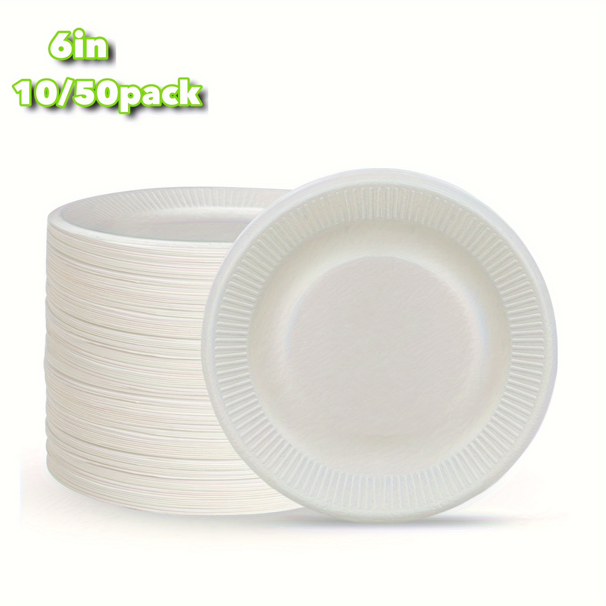 [300 unidades] Platos desechables blancos sin recubrimiento de 6 pulgadas,  platos decorativos de papel para manualidades