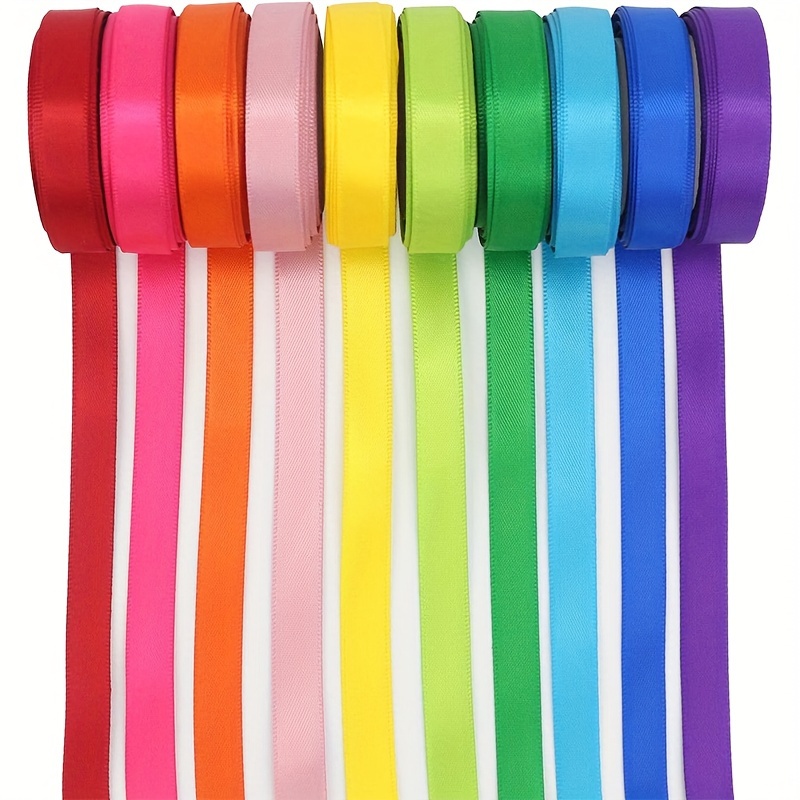 Rainbow Ribbon 3/8 Inch Thin Rainbow Satin Ribbon 6 Rolls Assortment  Multicolor