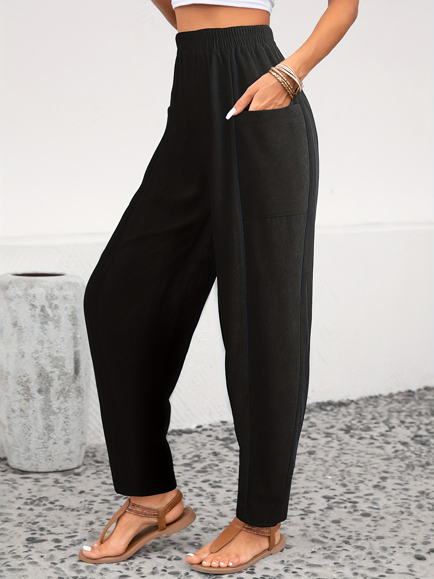 Women Corduroy Pants Casual Fall Straight Leg High Waist Trousers