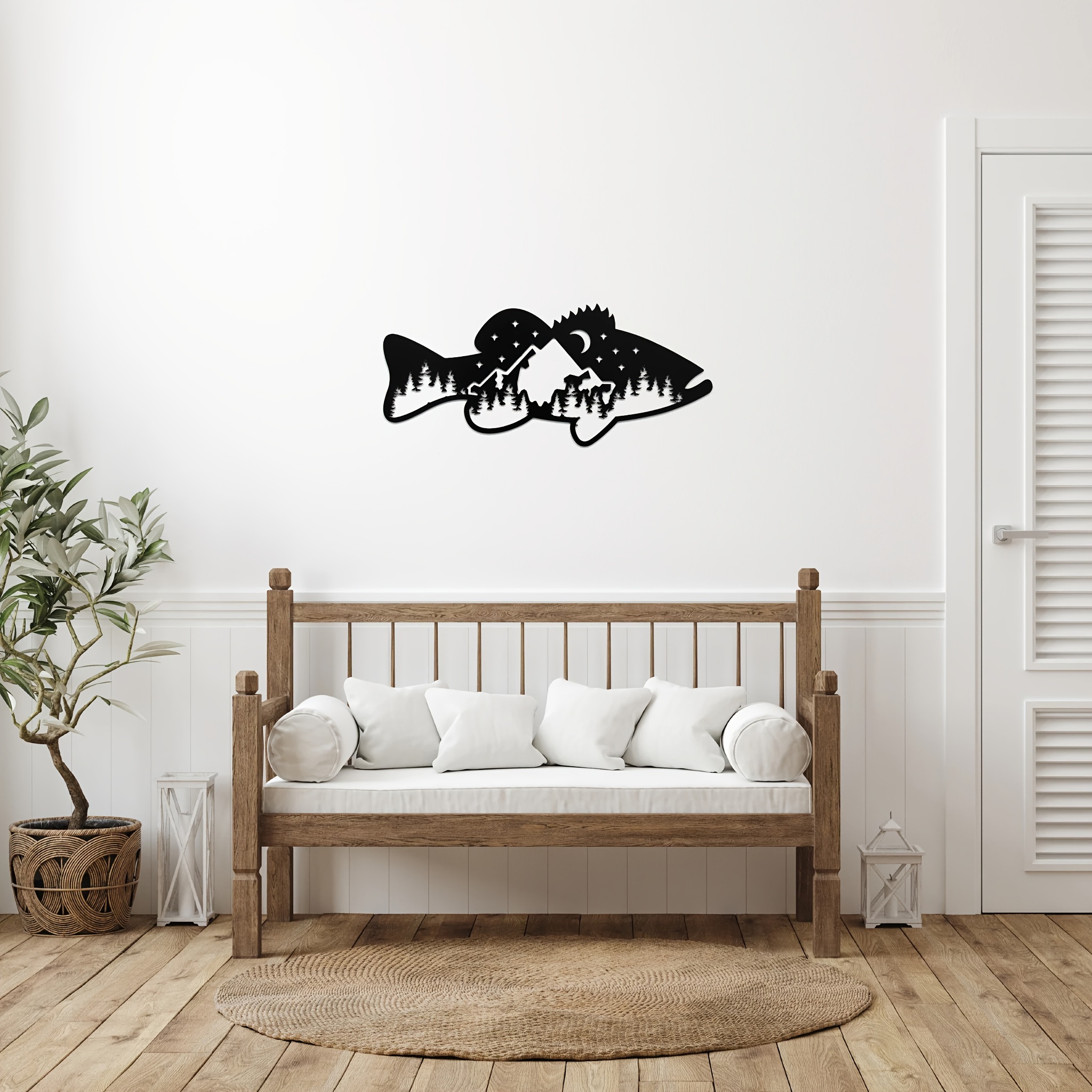 Bass Fish Design Metal Wall Art Metal Wall Home Decor Rust - Temu