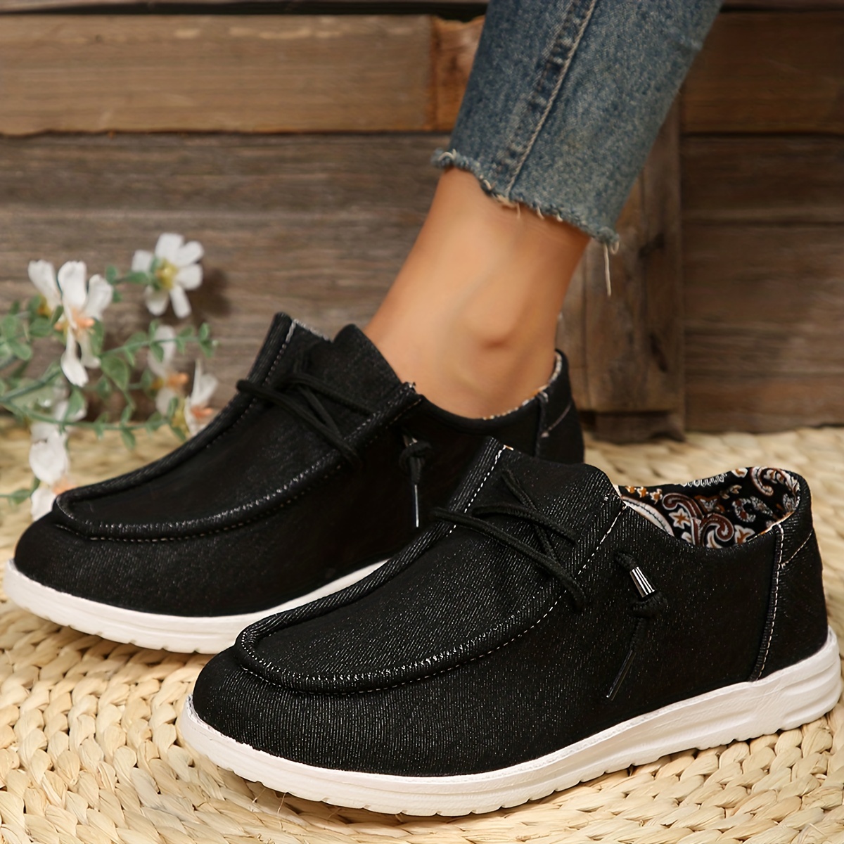 Women's Trendy Printed Canvas Shoes Casual Lace Outdoor - Temu