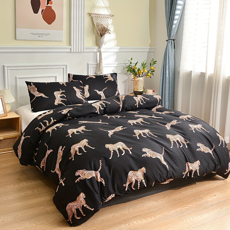 Leopard store Duvet Cover Print Comforter Quilt Cover Leopard Bedding Set Microfiber Duvet Cover Pillowcase Soft Breathable Bedding