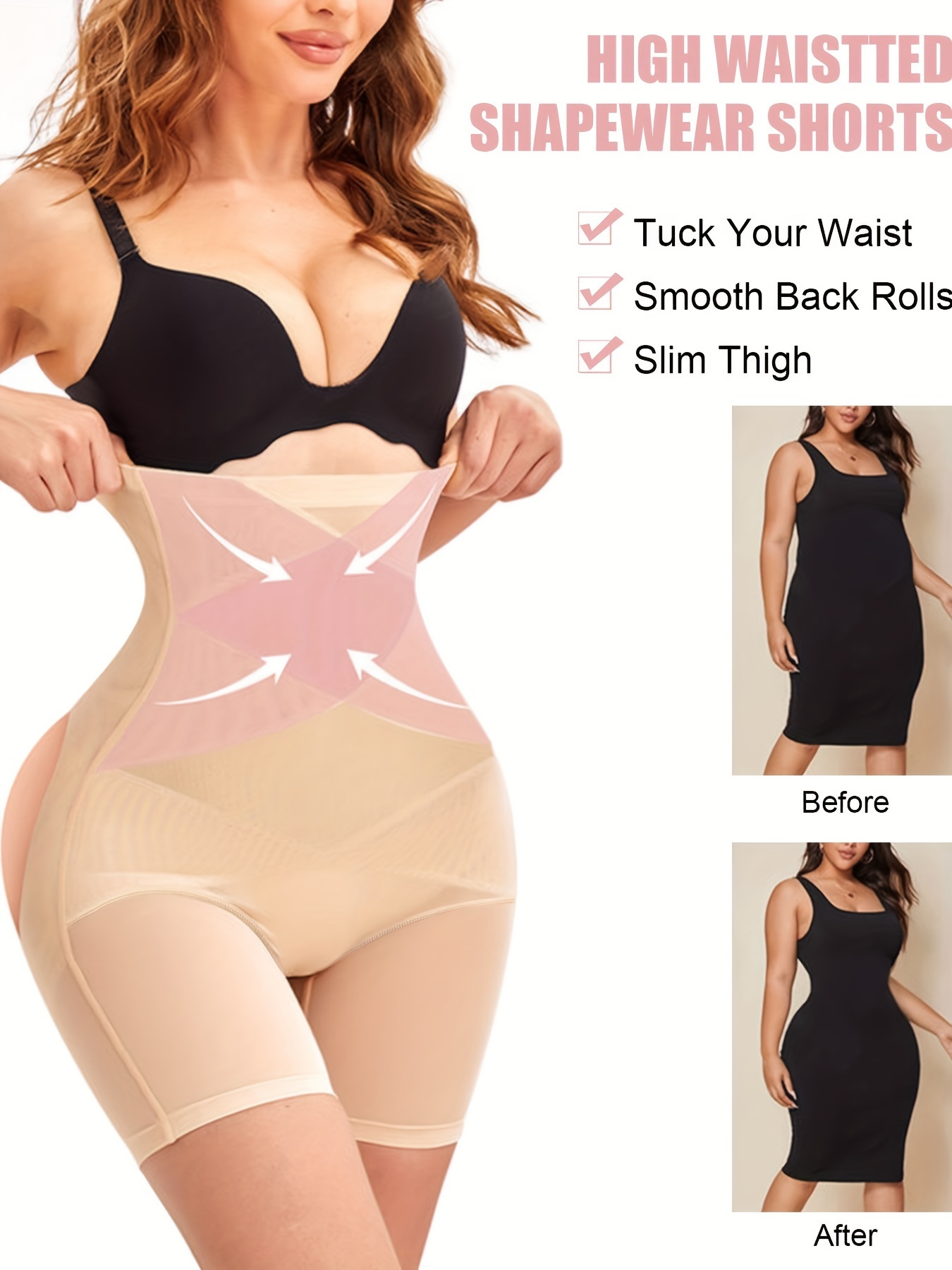 High Waisted Tummy Tucker Shapewear Shorts For Women With Smooth