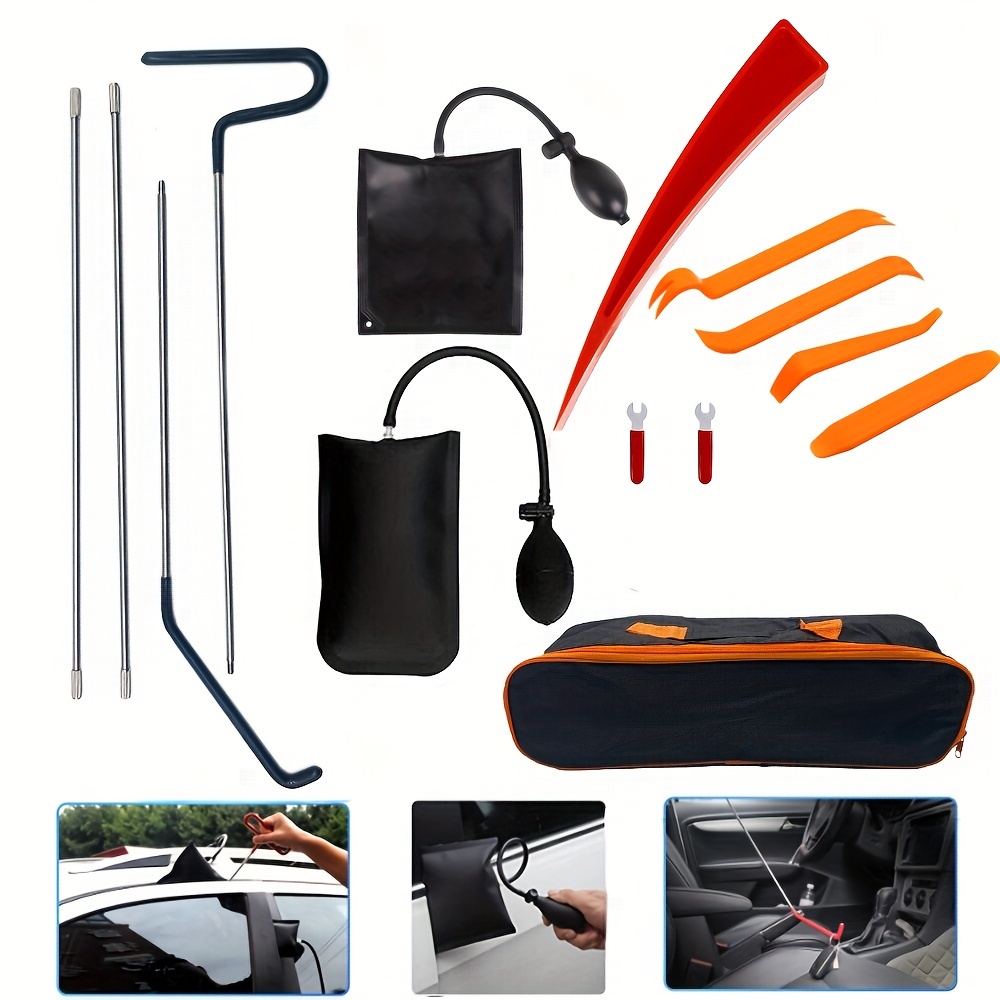 18pcs Car Wedge Pump Thickened Door Repair Air Cushion Emergency Open  Unlock Tool Kit With Long Reach Grabber